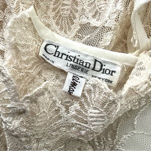 Vintage Christian Dior Lingerie Bodysuit Lace Cream Sz Medium